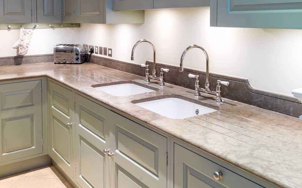Sink Area - Kitchen, Green Pained, Chelsea, London - TIM WOOD Sink Area - Kitchen, Green Pained, Chelsea, London
